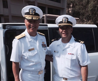 Rear-Admiral Hall and LCDR Chavez at the 2015 Navy Reserve Medicine Centennial Commemoration.