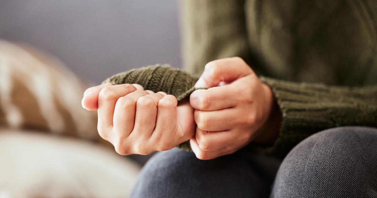 Nervous woman's hands